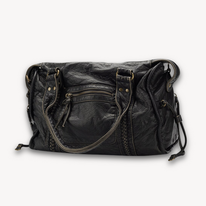 Classic Black Tote Handbag with Zip Pocket