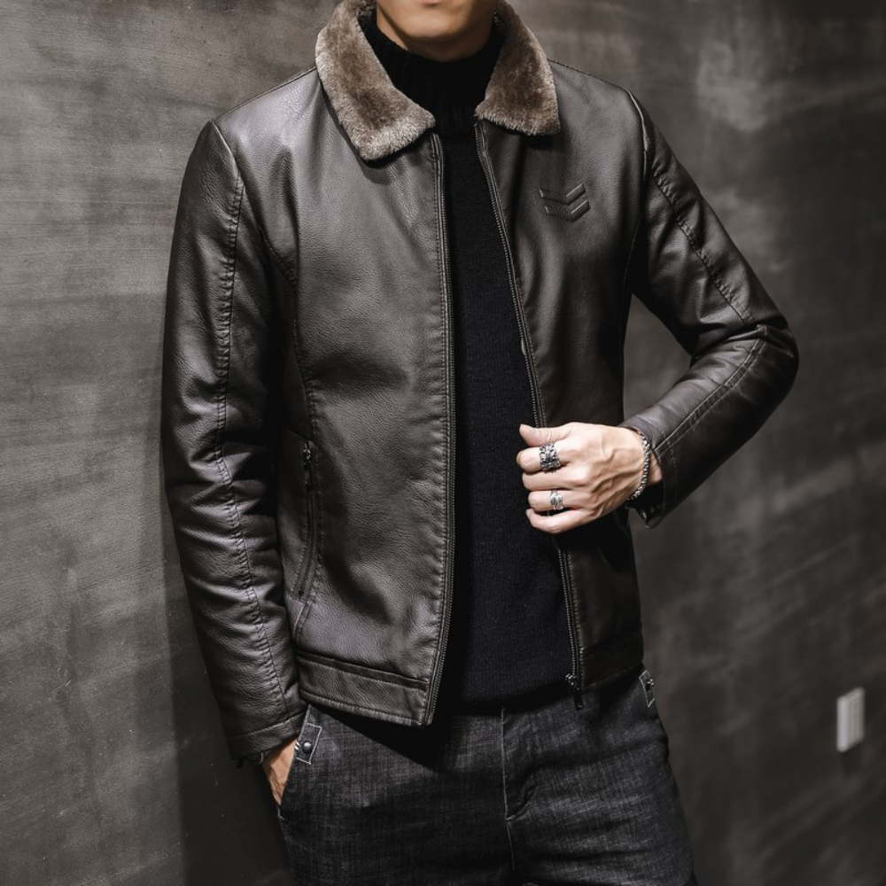 Classic Synthetic Leather Pilot Jacket for Men