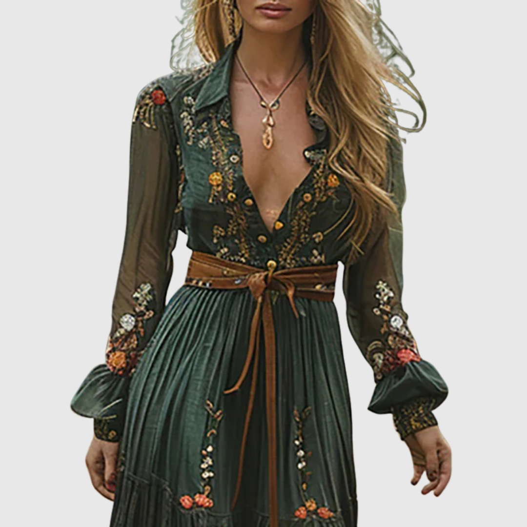Elegant Floral Floor Length Dress