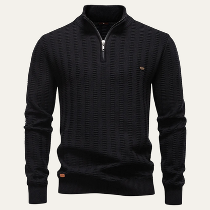Warm Men's Half Zip Knitted Sweater - OutfitLondon