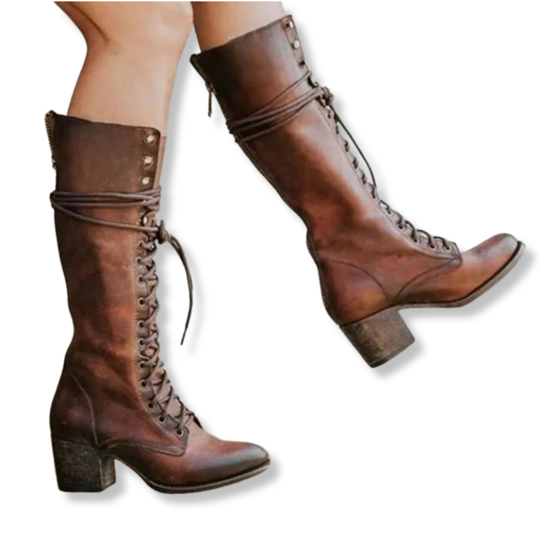 Chic Lace-Up Block Heel Boots