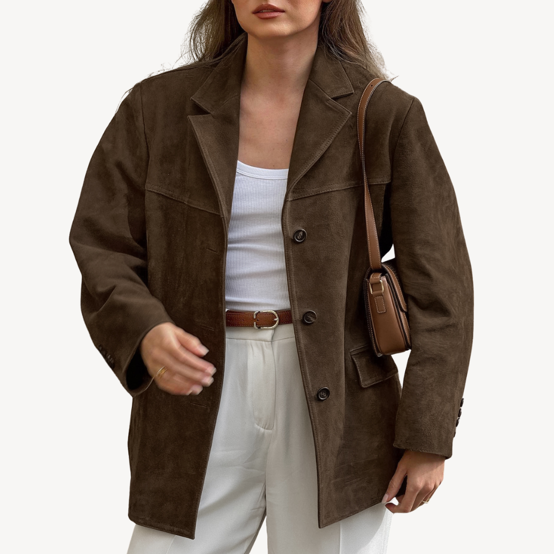 Large Faux Suede Coat for Women - OutfitLondon