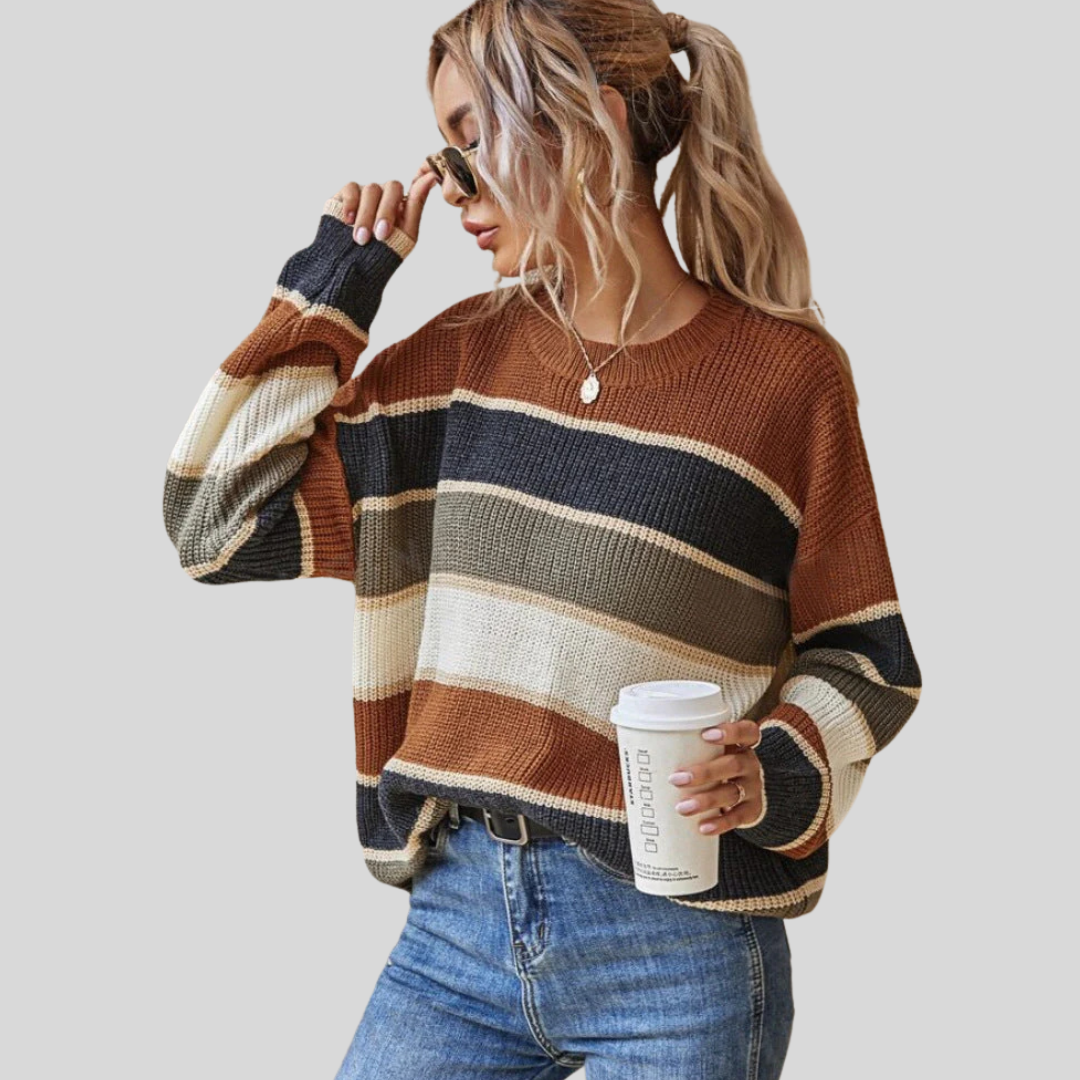 Soft Striped Crew Neck Long Sleeve Sweater