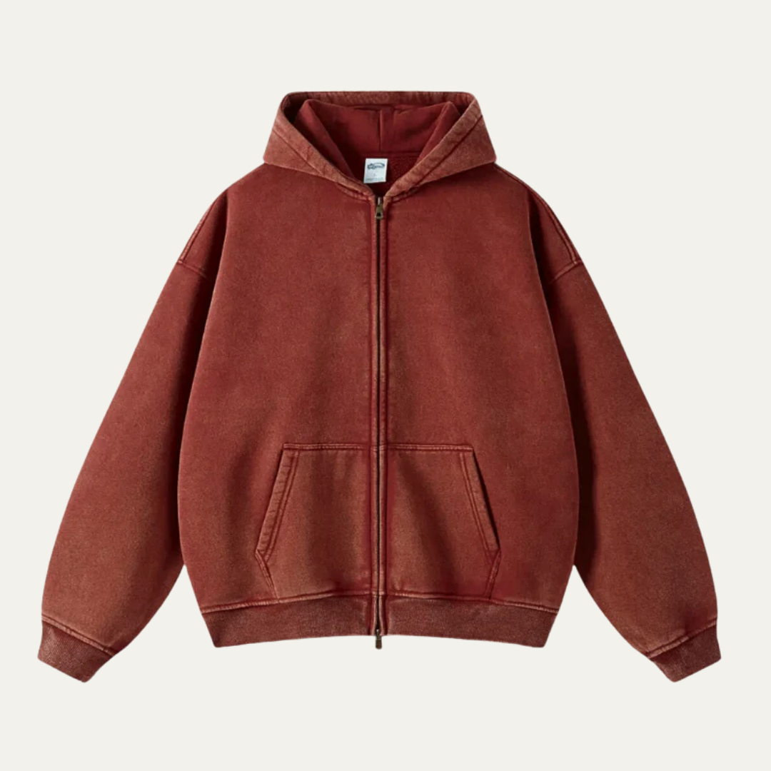 Casual Fit Full Zip Hooded Sweater