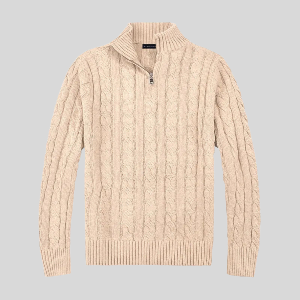Men's Warm Crew Neck Quarter Zip Jumper Sweater