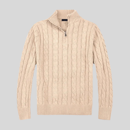 Men's Warm Crew Neck Quarter Zip Jumper Sweater