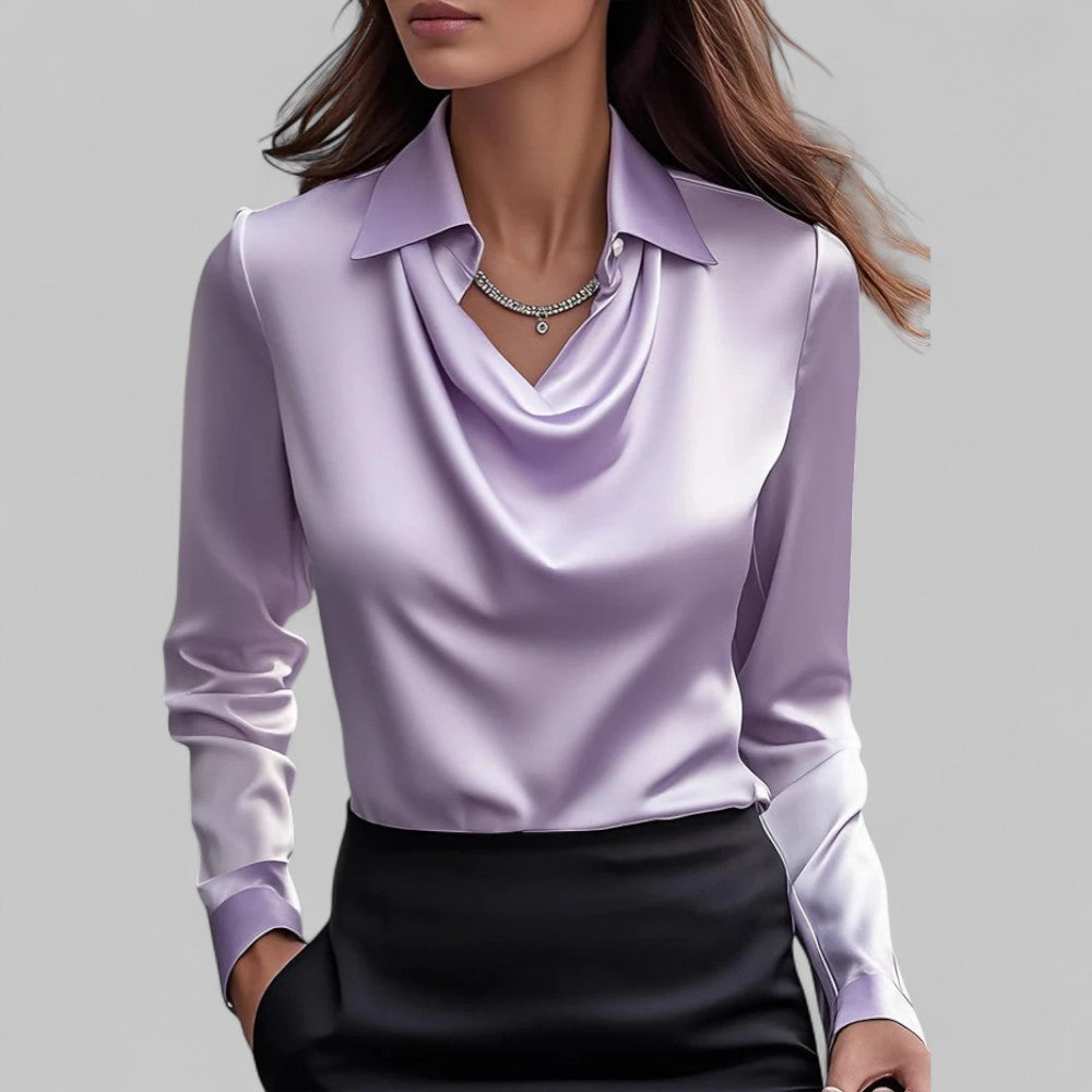 Flowy V-Neck Long Sleeve Blouse