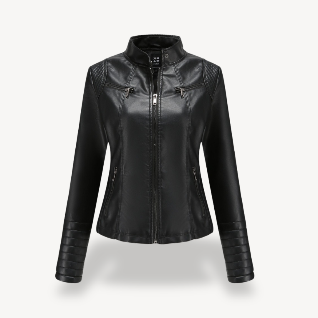 Vintage Style Faux Leather Biker Jacket for Women