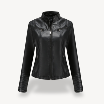 Vintage Style Faux Leather Biker Jacket for Women