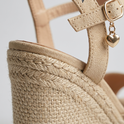 Ladies High Heel Espadrille Sandals Ankle Strap