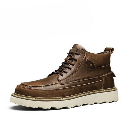 Leather Look Men's Ankle Boots Brown Vegan Style