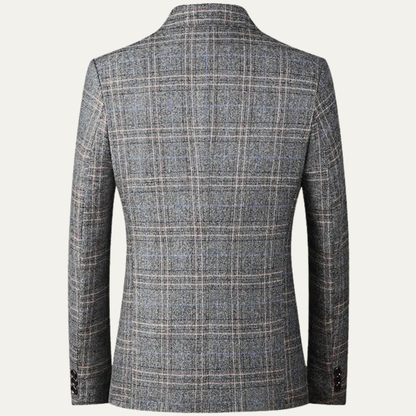 Stylish Mens Plaid Slim Fit Blazer Jacket