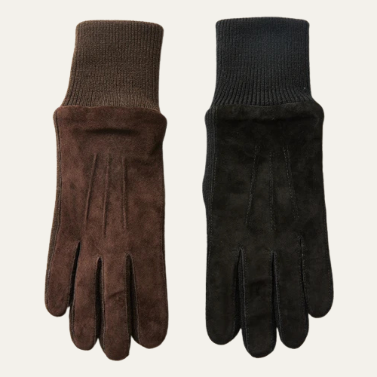 Warm Men's Suede Gloves with Fleece Lining