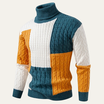 Colourful Men's Multi Knit Turtleneck Sweater