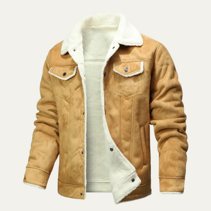 Men's Synthetic Suede Fleece Lined Coat