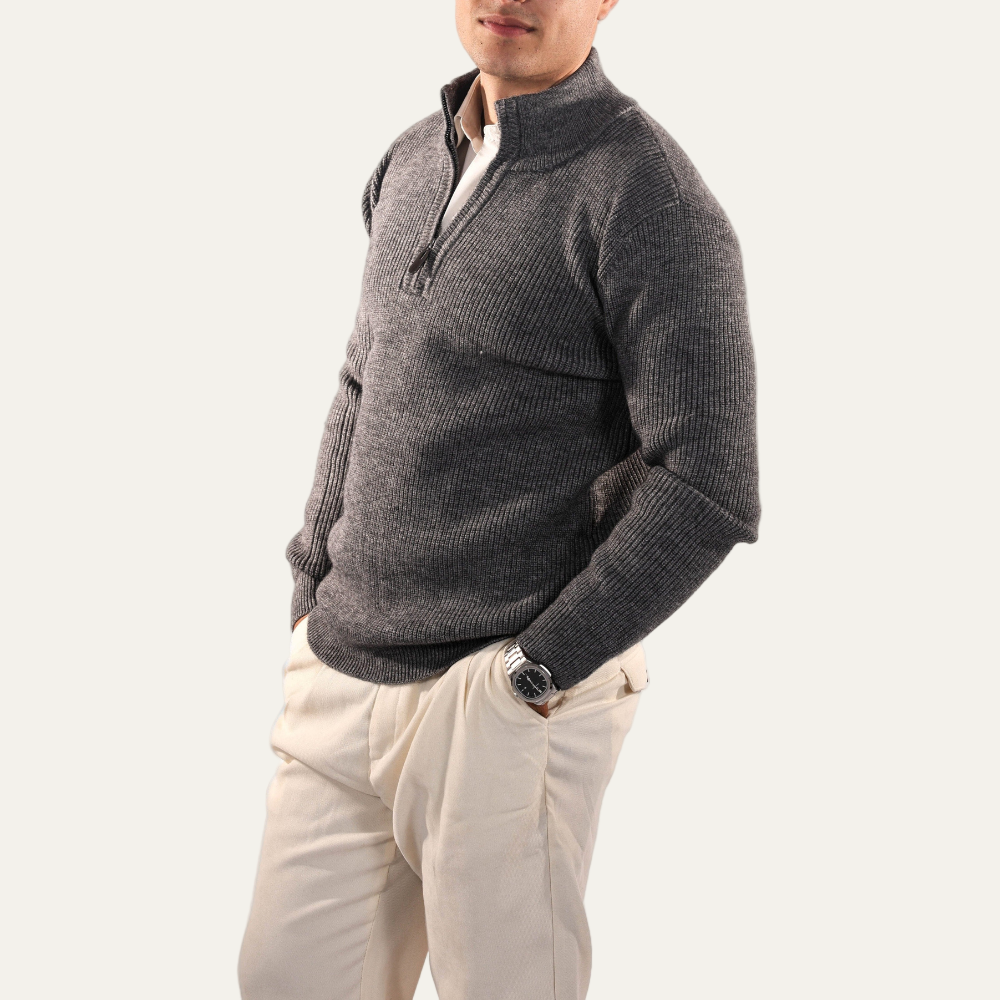 Men's Classic Crew Neck Cable Knit Sweater