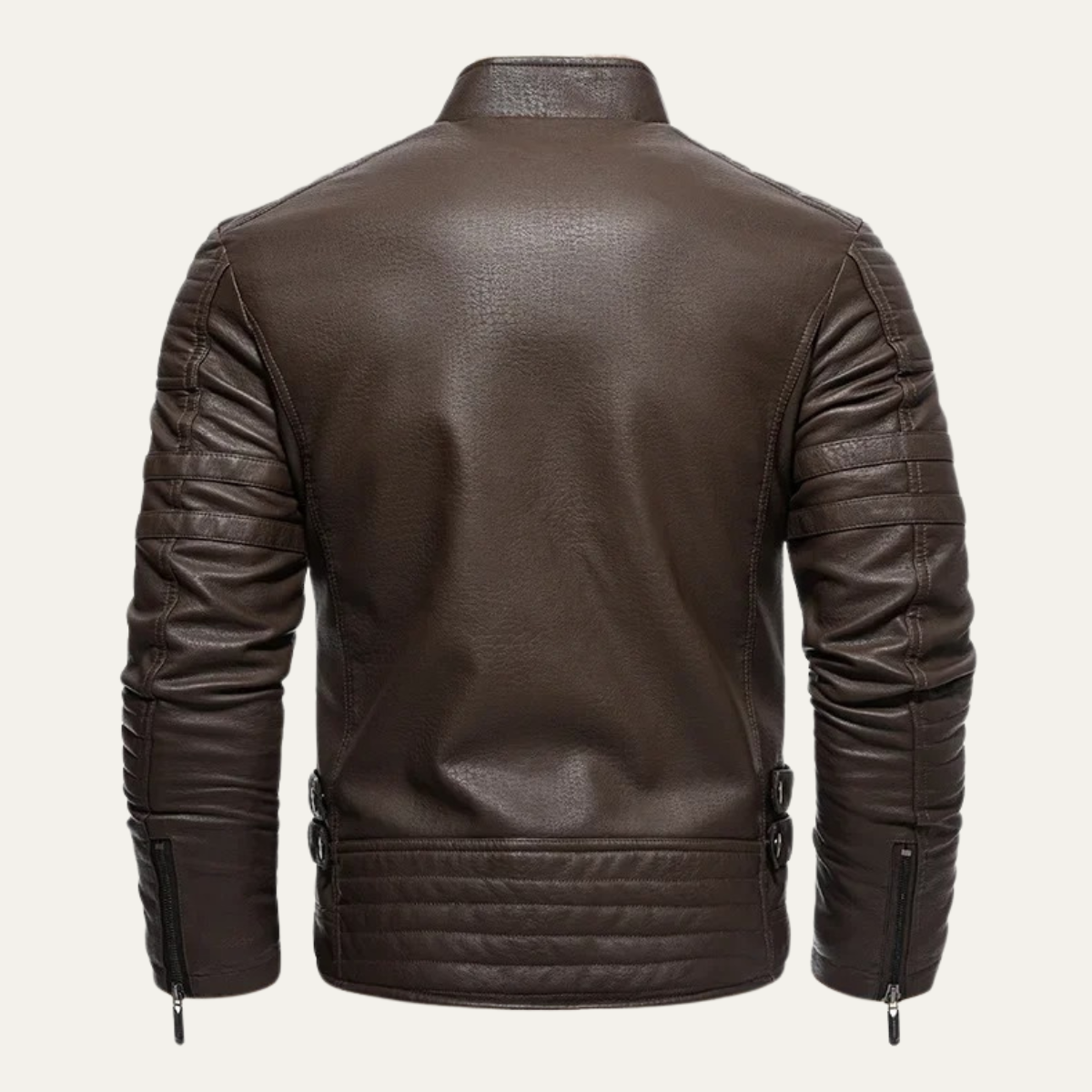 Classic Brown Leather Shearling Coat for Men
