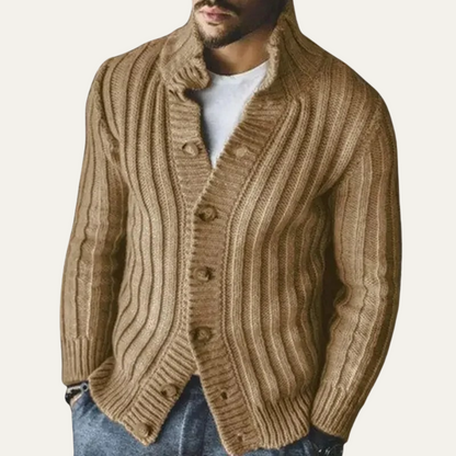 Cozy Men's Crew Neck Knitted Cardigan Sweater