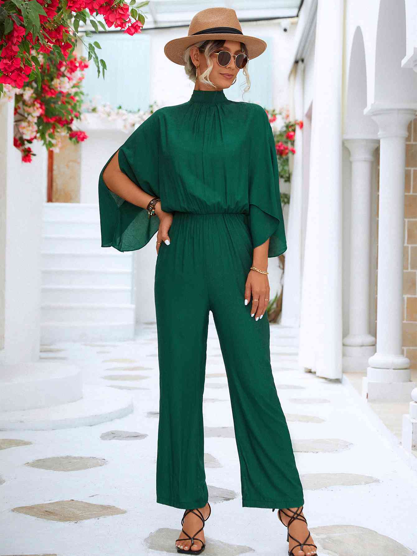 Elegant Ladies Summer Ruffle Neck Jumpsuit