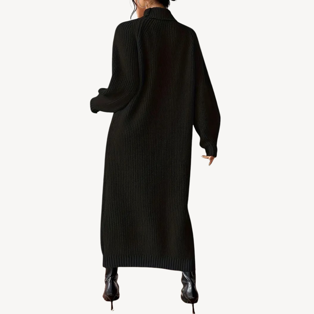 Textured Crew Neck Winter Dress for Ladies