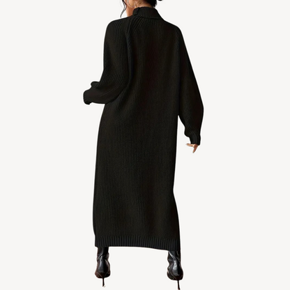 Textured Crew Neck Winter Dress for Ladies