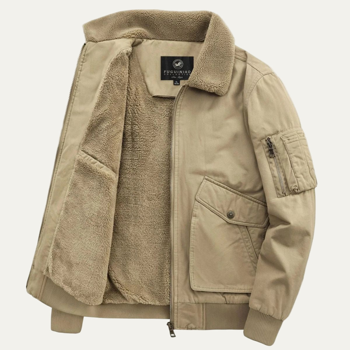 Men's Synthetic Shearling Lined Bomber Jacket