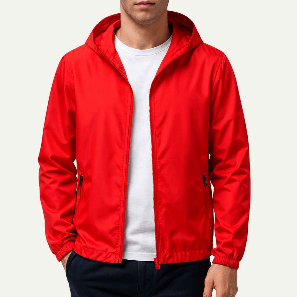 Men's Water Resistant Full Zip Hooded Jacket