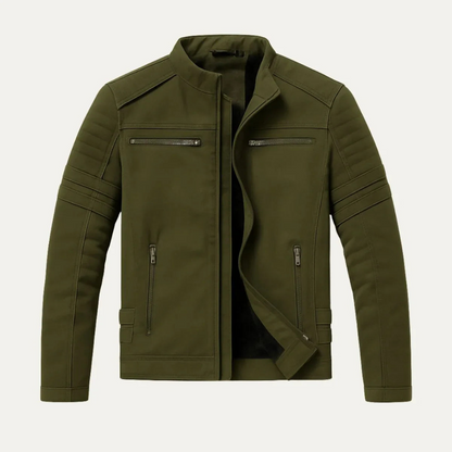 Slim Fit Biker Leather Zip Jacket