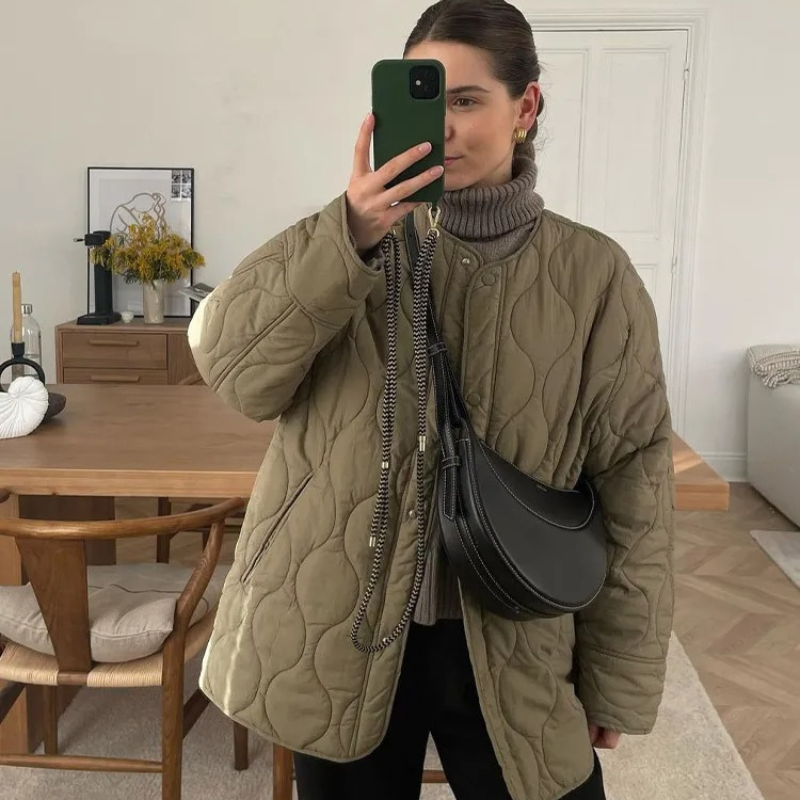 Insulated Ladies Waterproof Winter Jacket with Buttons - OutfitLondon