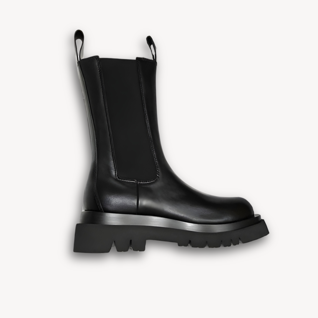 Classic Black Leather Ankle Boots - Comfortable Slip On Shoes