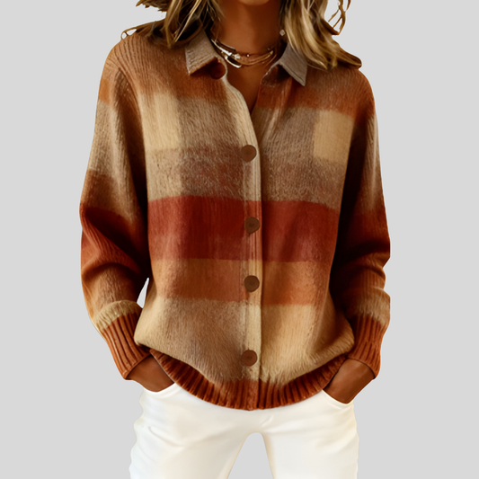 Traditional Plaid Open Front Cardigan - OutfitLondon
