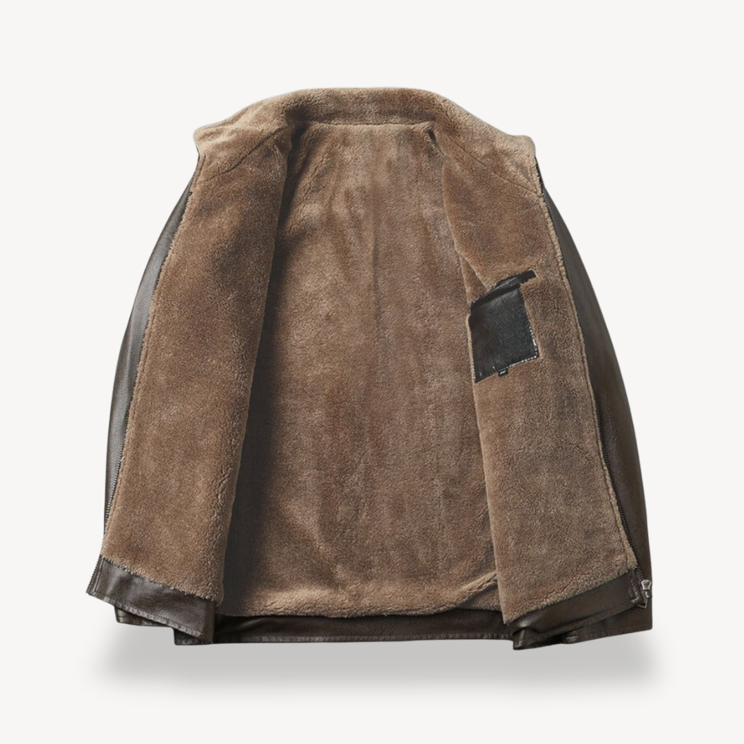 Synthetic Leather Mens Jacket with Warm Fleece Inside