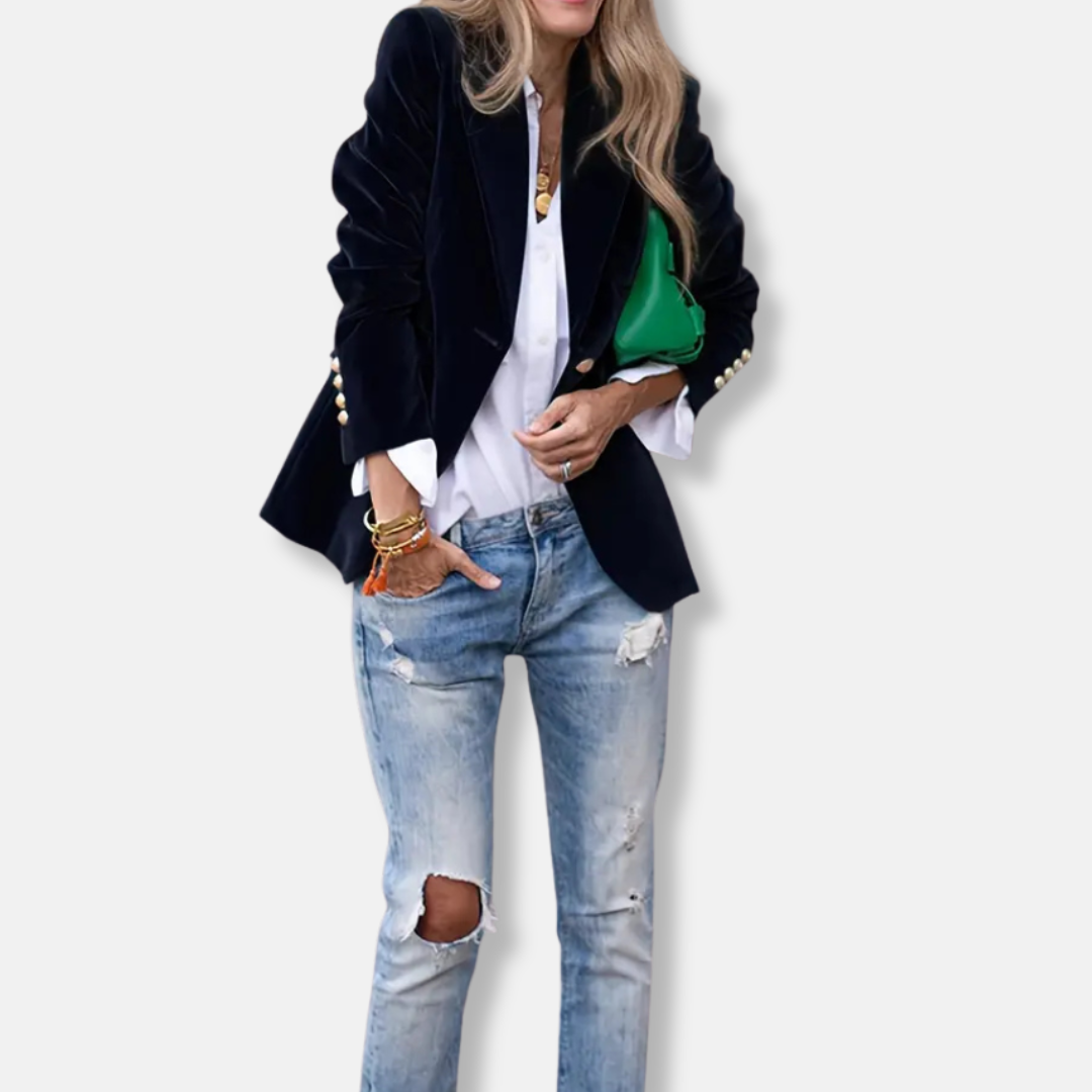 Classic Fit Blazer with Gold Buttons