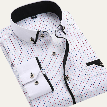 Slim Fit Textured Contrast Collar Dress Shirt