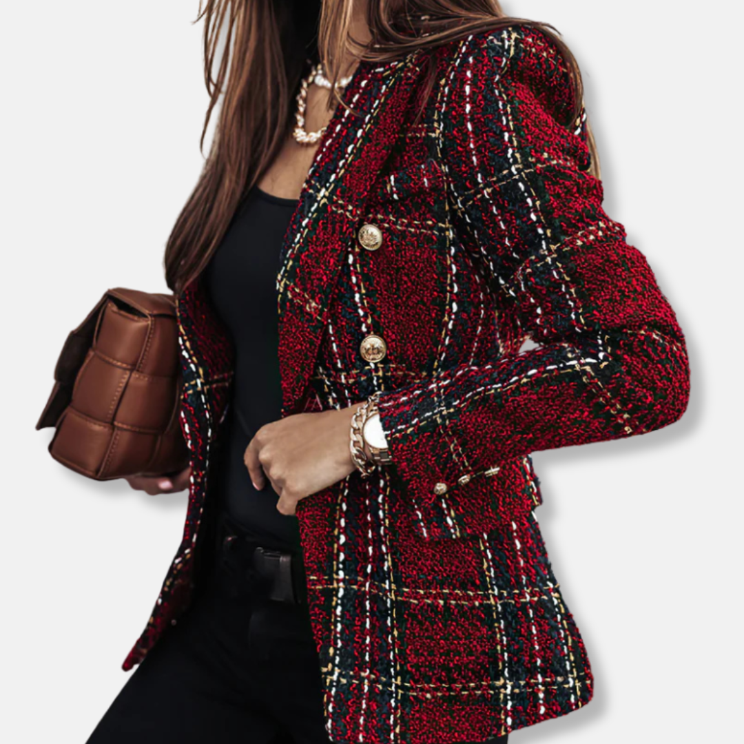 Classic Plaid Two Button Women's Blazer