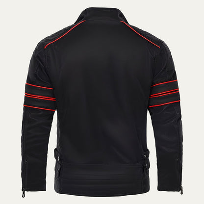 Men's Classic Stripe Biker Jacket