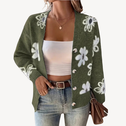 Ladies' Pretty Floral Crew Neck Sweater