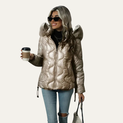 Shiny Insulated Puffer Coat for Women