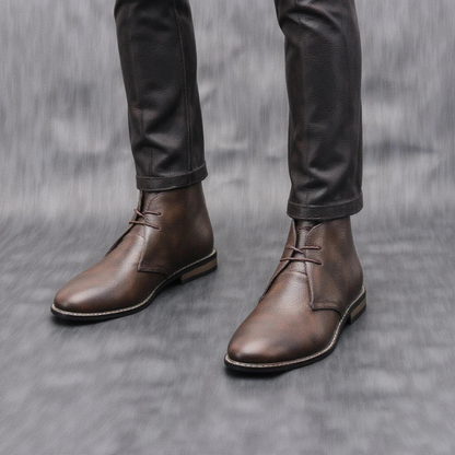 Rustic Men's Classic Brown Leather Ankle Boots