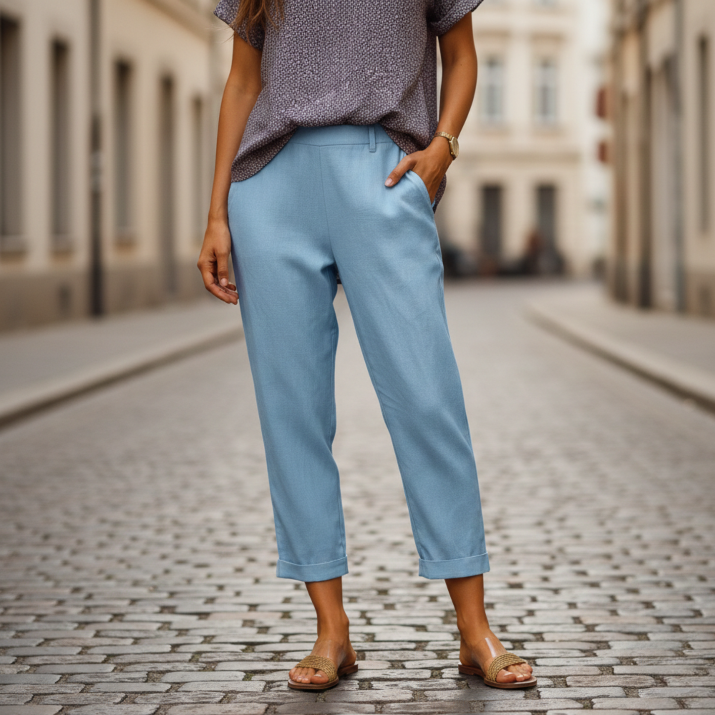 Classic Fit High Waisted Women's Casual Pants