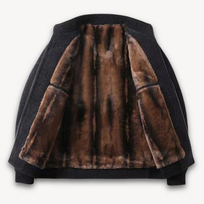 Warm Faux Fur Lined Mens Winter Coat