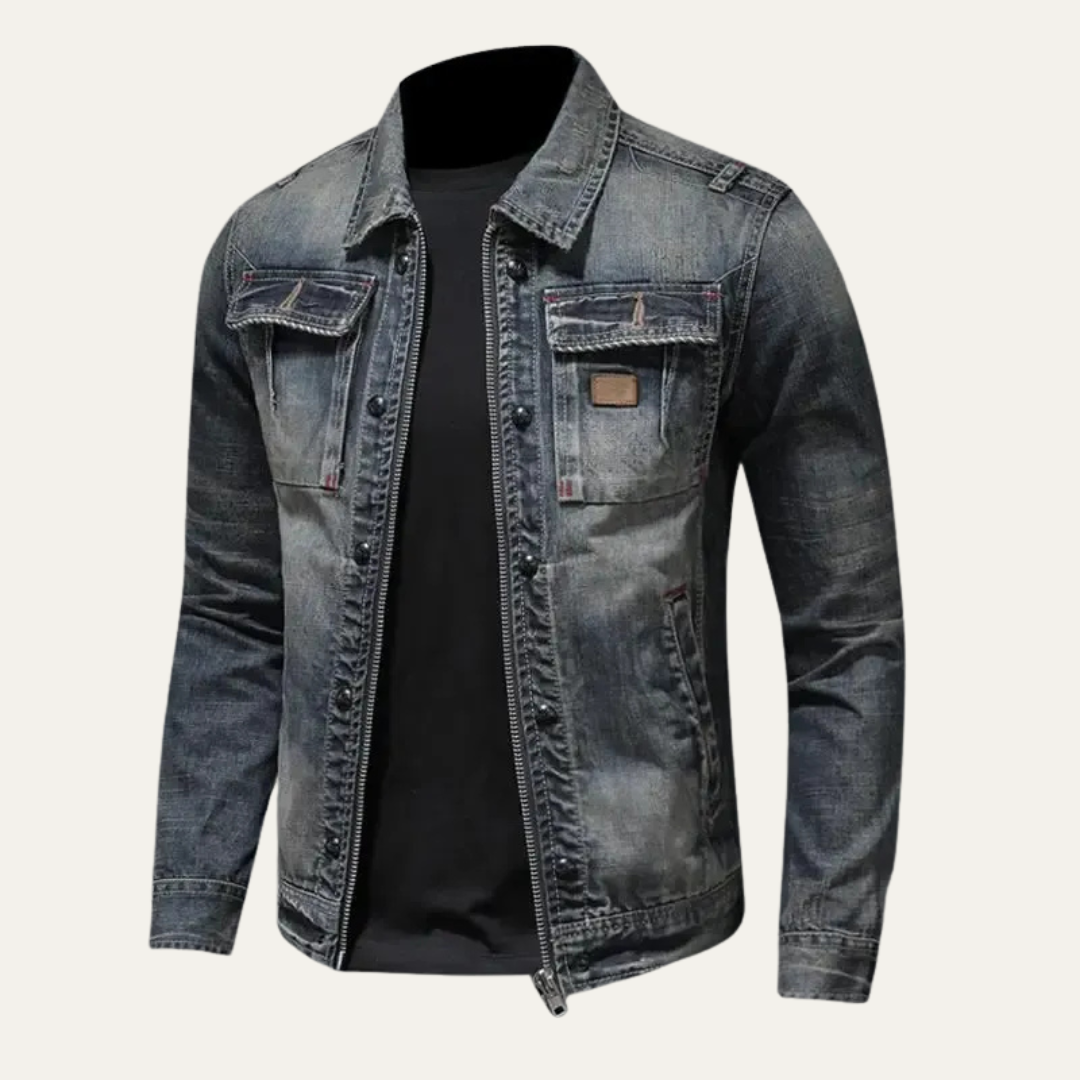 Ripped Vintage Style Denim Jacket for Men - OutfitLondon