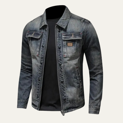 Ripped Vintage Style Denim Jacket for Men - OutfitLondon