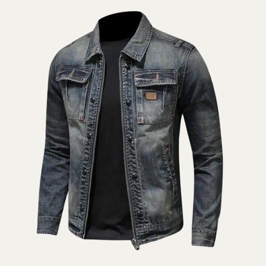 Ripped Vintage Style Denim Jacket for Men - OutfitLondon