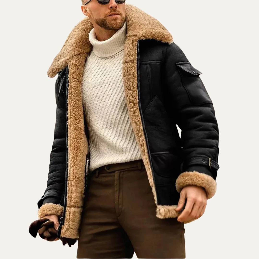 Men's Warm Leather Pilot Jacket