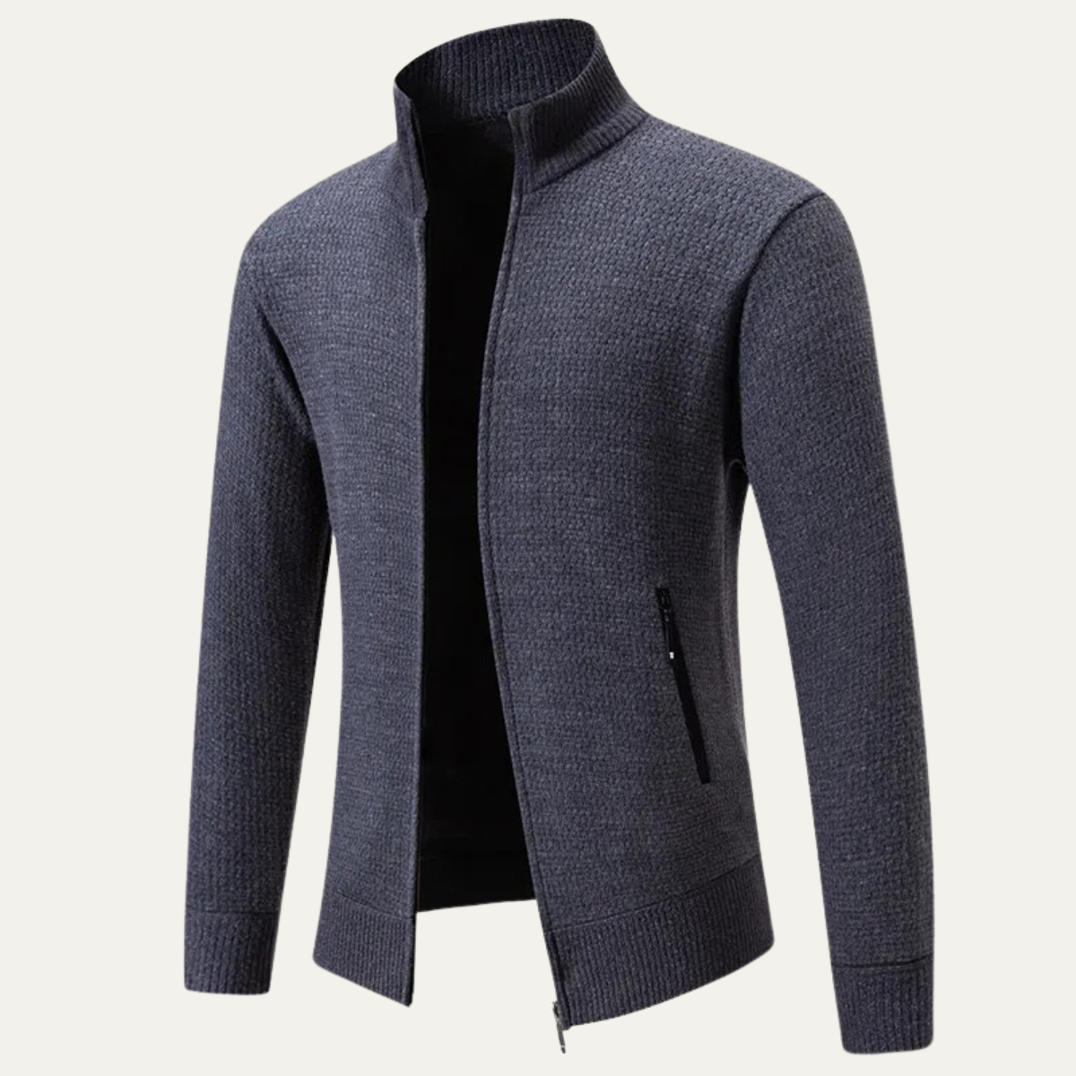 Relaxed Fit Men's Knit Zipper Cardigan Sweater