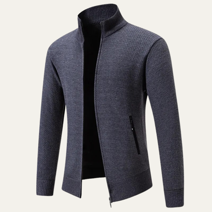 Relaxed Fit Men's Knit Zipper Cardigan Sweater