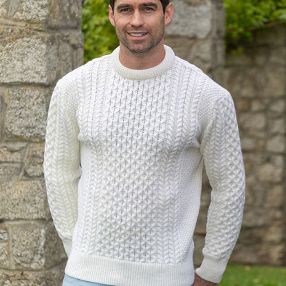 Classic Cable Knit Crew Neck Sweater for Men