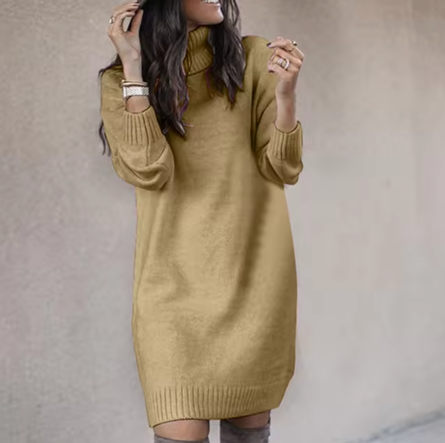 Cozy Cold Weather Turtleneck Sweater Dress