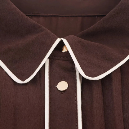 Flared Long Sleeve Waist Belt Dress for Women